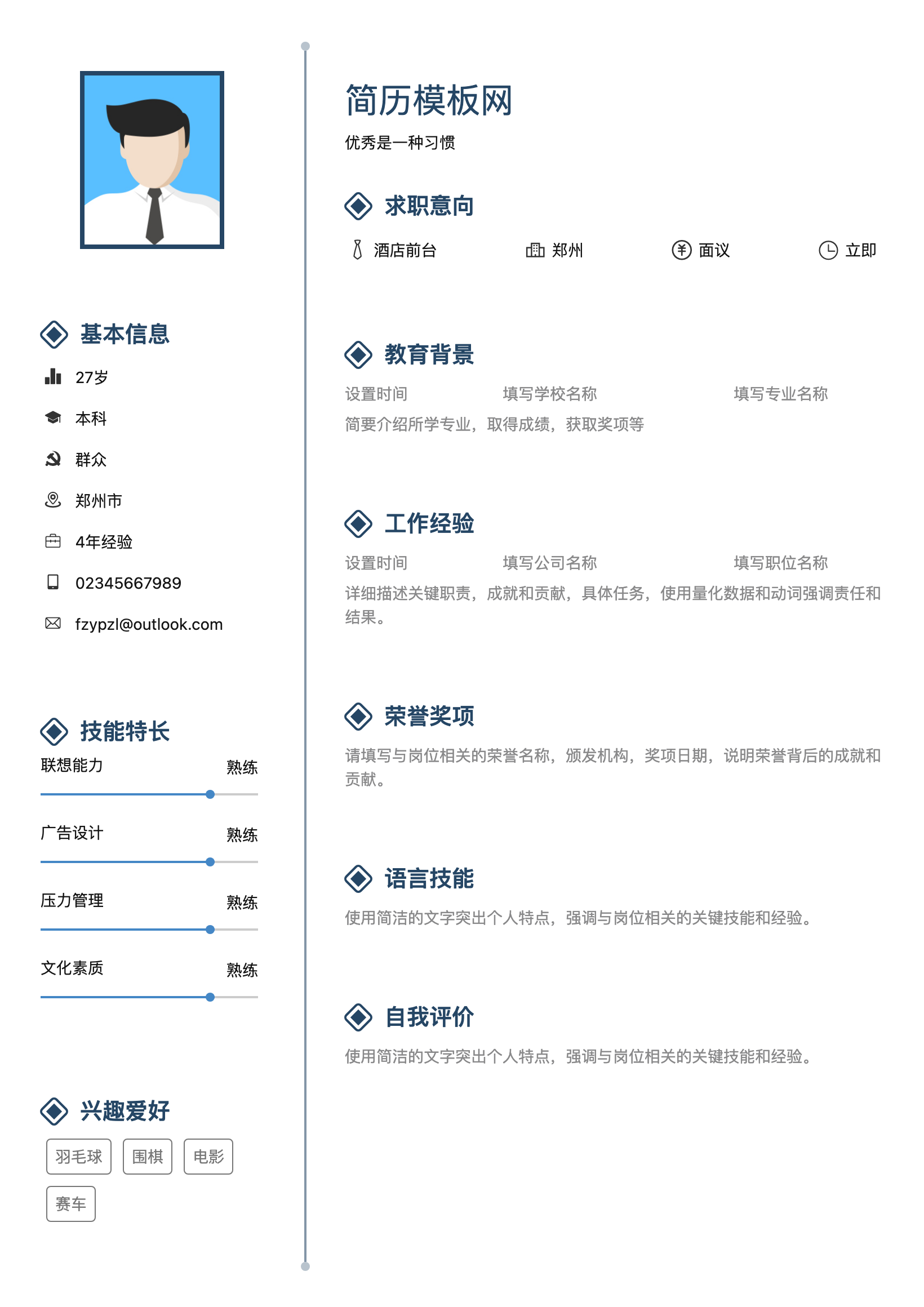 通信项目经理简历模板